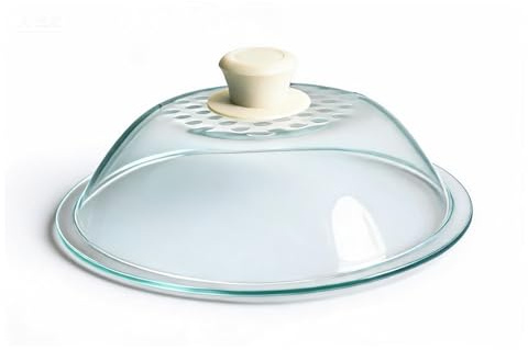 AGLAS-AGLAS Lighter Weight Tempered Glass Microwave Splatter Cover – 253mm(inner226mm)/10” (Inner Diameter 8.9”) - Heat-Resistant - Durable Glass Lid with Vent, Dishwasher Safe, 100% Food Grade