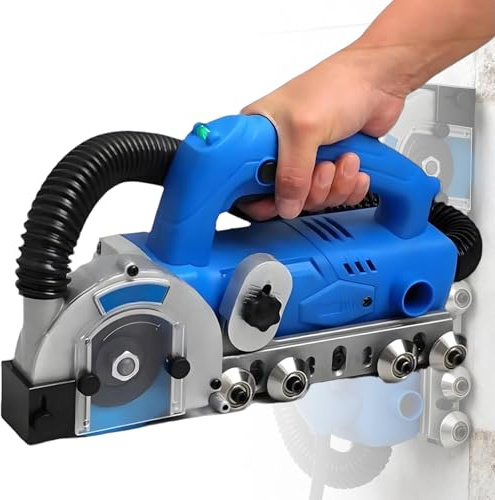 GwlThixion 1200W Electric Grout Remover, Powerful Electric Tile Joint Cleaner with 100mm Blade, Dust-Free Grout Cleaning & Removal, Floor DIY Regrouting Tool B