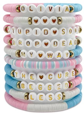 AURTHOS 10Pcs Olivia Rodrigo Bracelets Merch Olivia Pop Friendship Bracelet Album Inspired Beaded Stackable Stretch Bracelets Merchandise for Fans Women Girls Gifts Costume Accessories