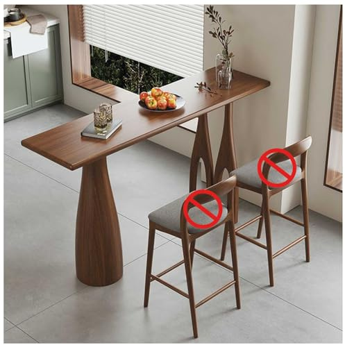 Barbord 5 cm tjockt massivt trä rektangel höjdbord med robusta ben för kök, kafé, litet utrymme – endast bord, 39x18x39 in