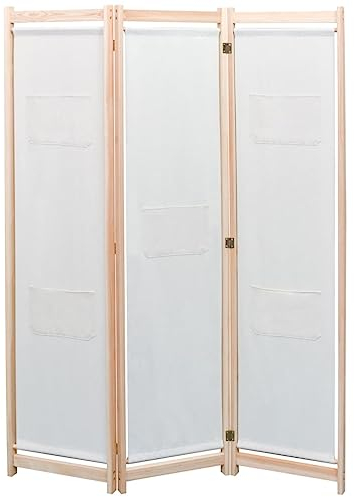 vidaXL Raumteiler Freistehend Klappbar Trennwand Paravent Umkleide Sichtschutz Spanische Wand Raumtrenner Creme 120x170x4cm Stoff 3-TLG.