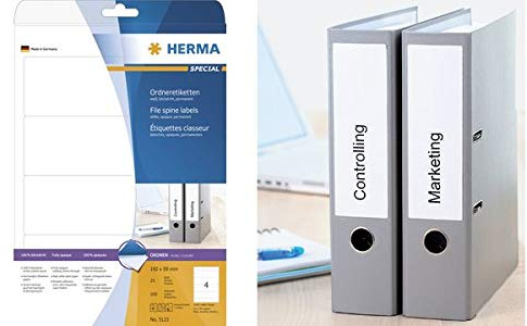 HERMA Ordnerrücken-Etiketten SPECIAL, 192 x 61 mm, weiß, Sie erhalten 1 Stück á 25 Blatt