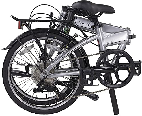 Dahon Mariner D8 Folding Bike, Lightweight Aluminum Frame; 8-Speed Gears; 20” Foldable Bicycle for Adults, Silver