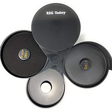 RSG TODAY Black Plastic Glass Rimmer and Margarita Salter with 3 Compartments (1pk)
