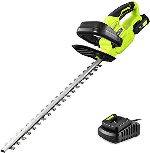 SnapFresh 20V Tagliasiepi a batteria 55 cm lunghezza di taglio, 14 mm distanza tra i denti, 2800SPM, incl. raccoglitore di detriti, con batteria e Caricabatterie