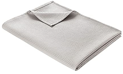 WOHNWOHL® Coperta leggera in cotone waffle piqué (220x240 cm) • Plaid estivo 100% cotone • Coperta da divano leggera • Facile da lavare • Copriletto decorativo • Colore: Grigio chiaro