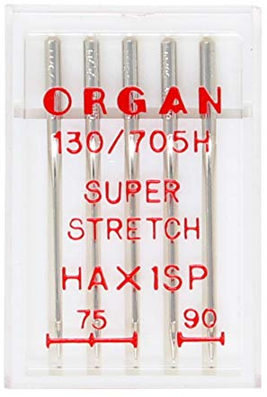 BIG-SAM Organ Nähmaschinennadeln | Jersey, Super-Stretch, Jeans, Leder oder Universal | Verschiedene Nadelstärken (SUPER-Stretch HAX1SP, 3X 75-2X 90)
