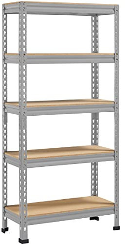 Yaheetech 5 Tier Garage Shelving Units,Heavy Duty Racking shelves for Home/Office/Workshop/warehouses,150KG Per Shelf/750KG Capacity,Light Gray,70x30x150cm(LxWxH)