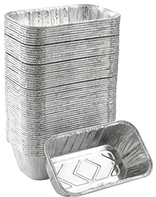 Waytiffer 100 Pack 1Lb mini Loaf Pans Heavy Duty Disposable Aluminum Foil Bread Tins Standard Size 6 X 3.5 X 2.5 Oven Safe Sturdy Small Bread Tin Pans 1 Pound Loaf Pans