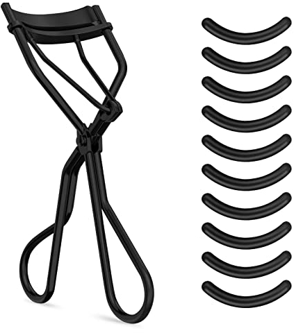 Sibba Bigodini per Ciglia con 10 Cuscinetti in Silicone di Ricarica Arricciacapelli Rosa Dorato per Donne Arricciacapelli Facile Arricciare Naturalmente e Si Adatta A Tutte le Forme Degli Occhi (Nero)