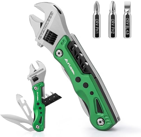 FLISSA Llave Multiusos 13 en 1, Camping Accesorios, Multiherramienta para Camping, Llave Inglesa Ajustable con Bolsa, Navaja Multiusos para Senderismo, Acampar, Regalo para Hombre y Mujer