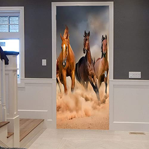 Türfolie Türtapete Türposter Selbstklebend 3D Fototapete Klebefolie Tür Mit Motiv Türaufkleber Kinderzimmer Tierisches Pferd 77 X 200 Cm