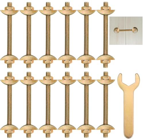 FWUNYVN 13 Pcs Furniture Fastening Connectors with Wrench,Countertop Connector,Table Top Fasteners for Butcher Blocks, Tables, and Bed Frames with Bolt and Nut Hardware, Draw Bolts, and Miter Bolts