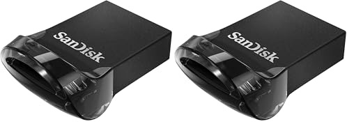SanDisk Ultra Fit USB 3.2 Flash-Laufwerk 64 GB (Für Laptops, Spielkonsolen und Auto-Audiosysteme, Plug-and-Stay, 130 MB/s Lesen, RescuePRO Deluxe Software) (Packung mit 2)