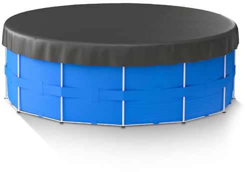 Pfloge® Copertura per Piscina Rotonda 366 cm, Telo Copri Piscina Fuori Terra in Oxford 420D, Telone per Piscina Resistente UV con Cordoncino e Chiodi a Terra