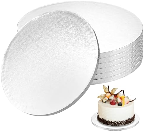 SHUESS 6 Stück Cake Board 30cm, 14mm Rund Tortenunterlage, Silber Wiederverwendbar Cake Drum, Tortenunterlage für Transport und Kuchen