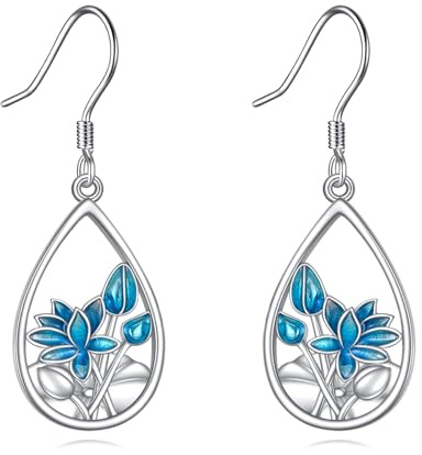 POPLYKE Lotus blomma/tusensköna, tulpan/berg/snöflinga/vete/solros/fjärilsörhängen för kvinnor sterlingsilver keltiska knutar smycken presenter till flickor, Sterlingsilver, Ingen ädelsten