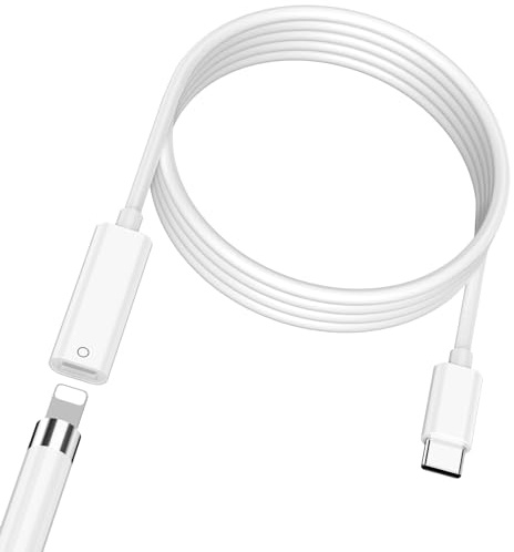 ACANDYA USB C Pencil Adapter for Apple Pencil 1st Generation 3.3ft USB-C to for Lightning Pencil Charger Adapter for iPad 10th Gen Type-C iPencil Dongle Cable Connector for Apple Pencil 1/iPad 10