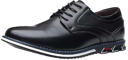 LOIJMK Chaussures de costume pour homme - En cuir - Noir et blanc - Chaussures basses à lacets - Classiques et élégantes - Pour mariage, loisirs, travail, Z02 noir., 42 EU