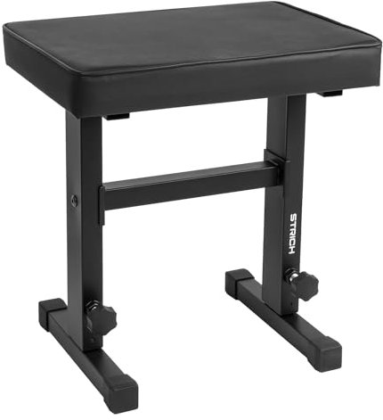 STRICH Klavierbank verstellbar, Musik Keyboard Bank Sitz, Klavierstuhl mit gepolstertem Kissen für Musiker, Schwarz, SPB-M50 (PU-Leder)