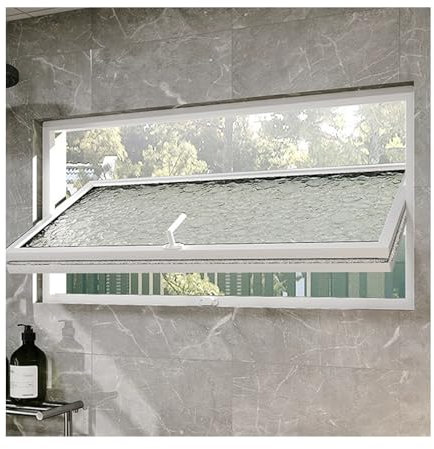 LVLDAWA House Window White, Aluminum Alloy Open Basement Casement Window, Flush Mount Ventilation Insulated Rotating Hopper Window For Bathroom, Basement(70x30cm)