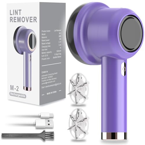 Lint Remover, Fabric Shaver Electric Bobble Remover for Clothes, USB Charging Fluff Remover Sweater Shaver with 2 Replacement Heads for Clothes Fabric