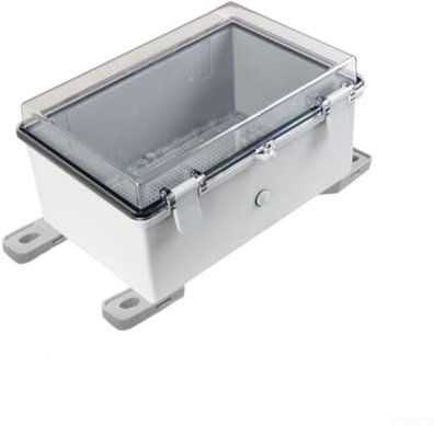 Caja eléctrica impermeable al aire libre, caja de conexiones de plástico con enchufe protector IP66 ABS con tapa transparente, agujeros de montaje 210 x 130 x 110 mm