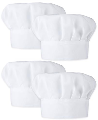 oruola 4 Pack Chef Hats for Kids,Adjustable Elastic White Kids Chef Hat,Cotton Polyester Cooking Caps for Children,19.68-21.26 Inches,Chef Hat Perfect for Baking,Cooking Parties,Art Classes,and More