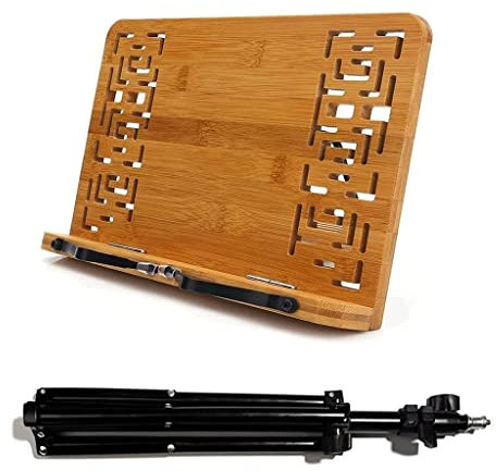 WQZzjm Tragbarer Notenständer, höhenverstellbar, zusammenklappbarer Notenhalter, Retro-Notenständer aus hohlem Holz für die Schule zu Hause, Buchständer (A 20 x 28 cm)