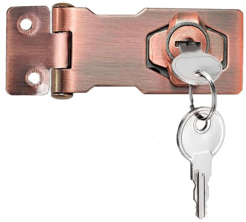 Litensh 3 inch Pestillo puerta con llaves, cerradura de cerradura cerradura de armario, cerradura de cajón, gabinete, gabinete cierre, cerrojo de bloqueo,cerradura buzón de bronce