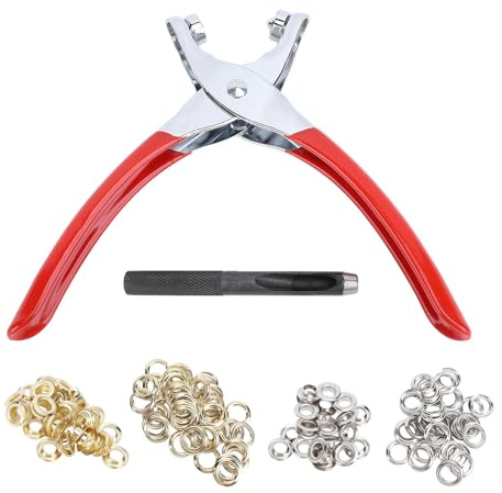Kit attrezzi per occhielli, include pinza portatile, 600 occhielli oro e argento, perforatore, per teloni, tessuti, pelle
