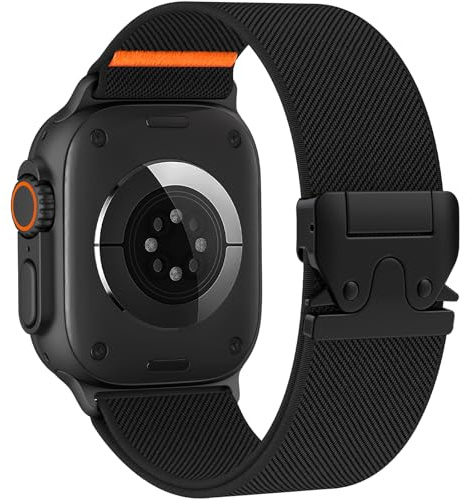 Yoohoo Armband av elastisk nylon för Apple Watch Ultra/Ultra 2/Ultra 3 på 49, 46, 45, 44 och 42 mm (serie 3/2/1), sportarmband för herrar för iWatch 11, 10, 9, 8, 7, SE, 6, 5 och 4