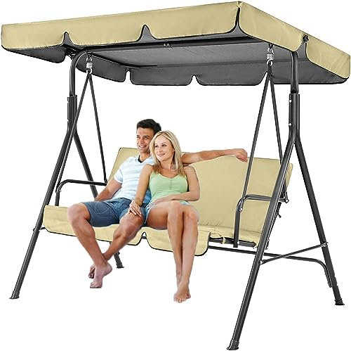 3-Personen-Outdoor-Schaukelstuhl mit verstellbarem Baldachin, bequeme Garten- und Balkon-Sitzgelegenheit für Entspannung im Hinterhof und Freizeitaktivitäten