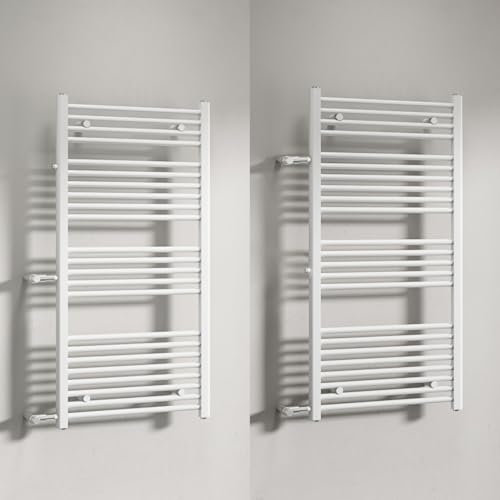 WITEN&NOCK handtuchheizkörper Badheizkörper 1200x 600 mm Designheizkörper Heizkörper Seitenanschluss Nabenabstand 500 mm 900 mm Handtuchtrockner Handtuchwärmer gerade weiß
