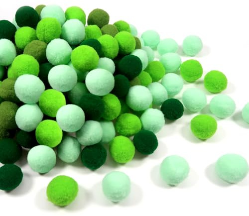 TOAOB 200 Piezas 20 mm Alta Elasticidad Pompones Esponjosos Verde Temático