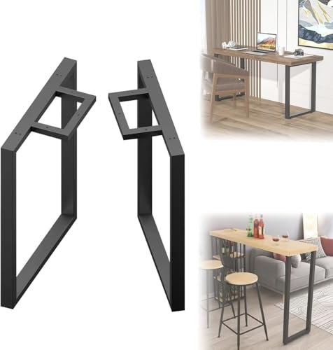 CTREVL 2 Stück Tischbeine Metall Schwarz Outdoor, Heavy Duty Industrielle Tischkufen mit Verstellbaren Fußpolstern Tragkraft 250 kg für Esstisch Schreibtisch Stizbank(72.5x50cm/28.5x19.6in)