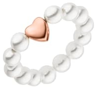 Purelei Lovely Ring – elastisk pärlring med hjärta – Ångetiet Fidget damring – mussla pärlor och rostfritt stål – storlekar S/M/L – 18K guldpläterad – handgjorda smycken, Medium, Rostfritt stål, Ingen