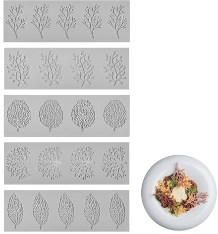 5 stycken blad silikonform, silikonkaka toppform, 3D fondant silikonformar för kakdekoration, återanvändbara bakformar för choklad, gummi, kex, kakdekoration, gör-det-själv tårtdekoration