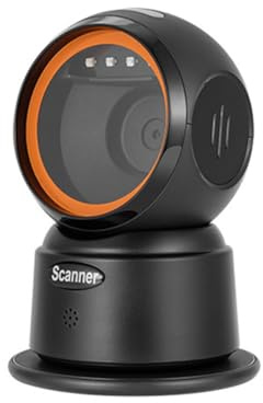 Bortivier Escáner de Código de Barras QR 2D Escáner de Escritorio con Cable Lector de Código de Barras USB Omnidireccional Manos Escaneo de Código de Barras QR 1D con Pantalla