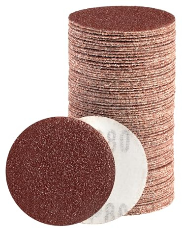 80PCS 50mm Sanding Discs 80 Grit Hook and Loop Sanderpaper Drill Sanding Attachment for Headlights Metal Furniture Glass