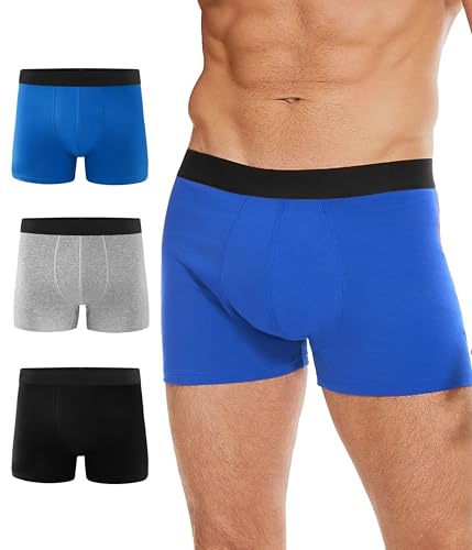BEENIUBEE Inkontinenz Pants Männer,Nacht Baumwolle Inkontinenz Boxershorts Herren, 80ml Saugfähige Waschbare Wiederverwendbare Auslaufsichere Boxershorts, Unterwäsche Trunks 3er Pack (Mehrfarbig,L)