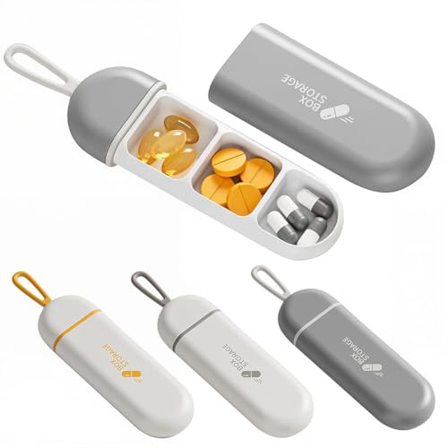 THQAE 3 Pcs Pilulier Portable, Petit Pilluliers Journalier, Pilulier Avec 3 Compartiments, Plastique Boîtes à Pilules, Distributeur De Pilules Médicaments Pour Vitamines Suppléments Et Médicaments