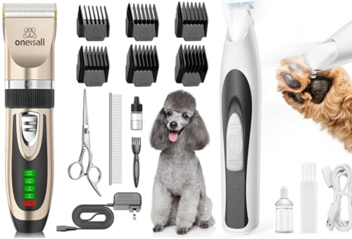 oneisall Pfotentrimmer für Hunde, Leise Hundepfoten Trimmer Paw Trim Pro dr Pfoten, Wiederaufladbar Schermaschine Hund Hundeschermaschine für Pfoten, Augen, Ohren, Gesicht