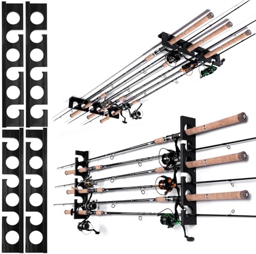 Ghosthorn Rutenhalter Wand & Decke-Rutenhalter Angel für Garage, Keller & Werkstatt-Rod Pod 2 Ruten / 3 Ruten geeignet-Angelrutenständer & Rutenständer Angeln für Männer & Frauen