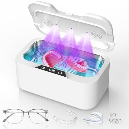 500 ml Ultrasonic Retainer Cleaner with UV – 45 kHz, Touch Screen, 4 Timer Modes – Ideal for Jewellery, Glasses, Dentures, Braces, Rings