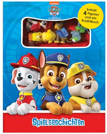 Paw Patrol Spielgeschichten - Beschäftigungsbücher für Kinder, 12-seitiges Erzählbuch aus Pappe, 4 Figuren