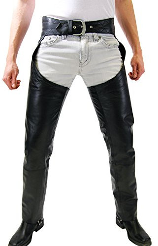 Bockle läderchaps läderbyxor läderjeans 1991 Chaps, svart, 42W x 36L