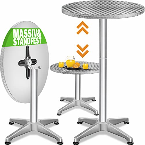 Casaria® 2in1 Stehtisch Klappbar Höhenverstellbar 70 cm / 115 cm Hoch Aluminium Rund Ø60 cm Wetterfest Outdoor Garten Bistrotisch Biertisch Partytisch