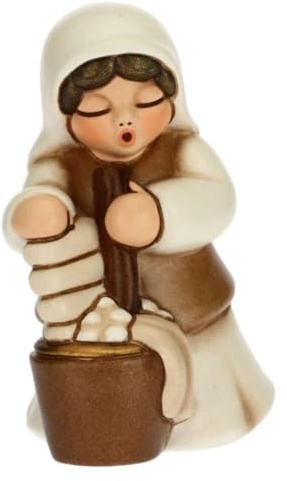 THUN - Figurine de crèche de Lavande - Décorations de Noël CASA - Ligne crèche Classique, Variante Blanche - Céramique - 5,5 x 5,8 x 8 cm