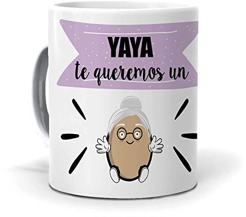 mundohuevo Taza Regalo Personalizado y Divertido yaya. Yaya te Quiero un Huevo. Cerámica AAA - 350 ml.